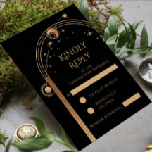 Celestial Black Gold Sun Moon Stars Hochzeit