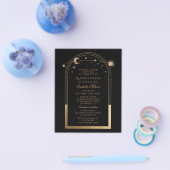 Celestial Black Gold Sun Moon Stars Quinceañera Flyer (Einzeln)