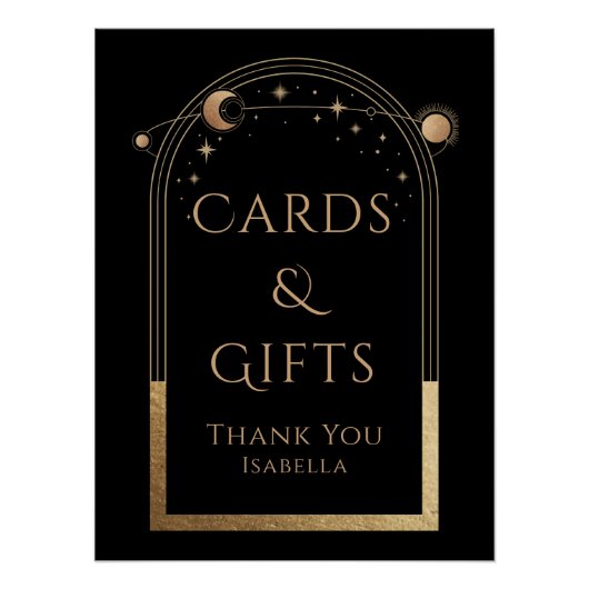 Celestial Black Gold Sun Moon Sterne Karten und Ge Poster (Vorderseite)