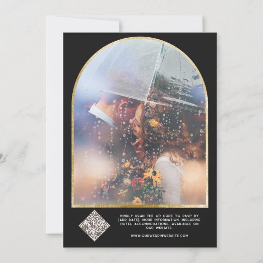 Celestial Black Gold Sun Moon Wappen UAWG QR Code Einladung (Rückseite)