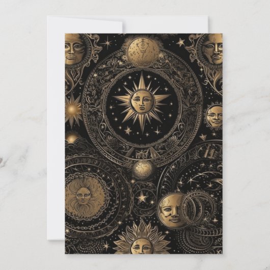 Celestial Black Gold Wedding Save The Date (Rückseite)