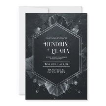 Celestial Black Hexagon Hochzeitseinladung