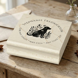 Celestial Black Lab Floral Return Address Stamp Gummistempel