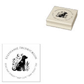 Celestial Black Lab Floral Return Address Stamp Gummistempel (Stempel)