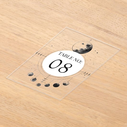 Celestial Black Moon Wedding Acrylic Table Number Acryleinladungen (Ablage )