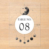 Celestial Black Moon Wedding Acrylic Table Number Acryleinladungen (Vorderseite)