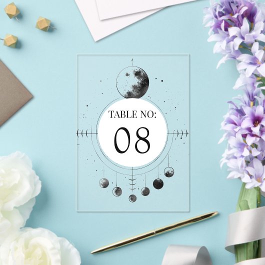 Celestial Black Moon Wedding Acrylic Table Number Acryleinladungen (In Situ (Hochzeit))