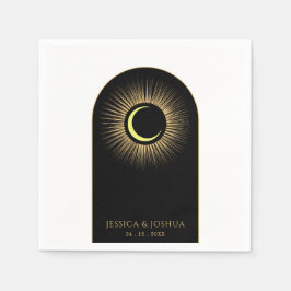 Celestial Black Mystical Sun Moon Serviette