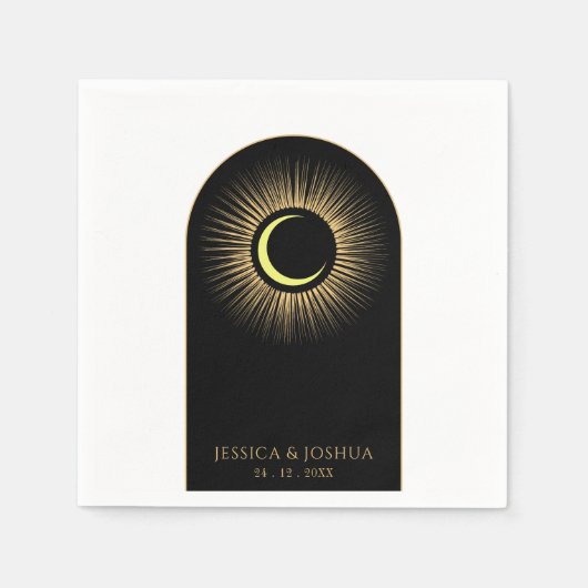 Celestial Black Mystical Sun Moon Serviette (Vorderseite)