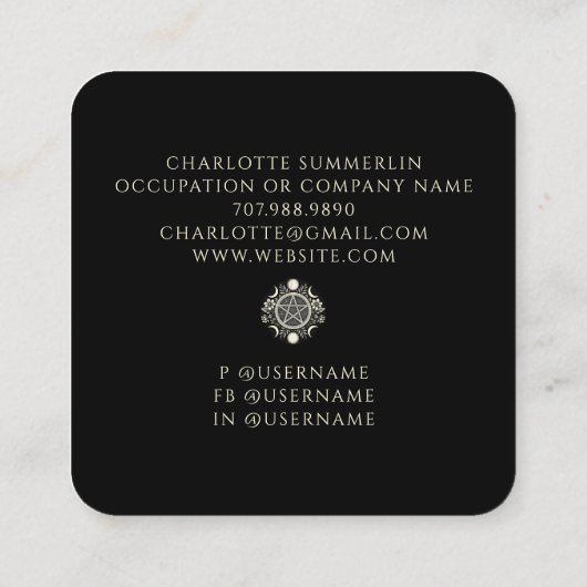 Celestial Black Quadratische Visitenkarte (Rückseite)