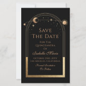 Celestial Black Save the Date Birthday Quinceanera (Vorderseite)