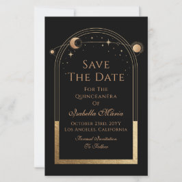 Celestial Black Save the Date Birthday Quinceanera