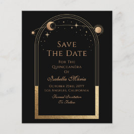Celestial Black Save the Date Birthday Quinceanera
