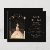 Celestial Black Save the Date Birthday Quinceanera (Vorne/Hinten)