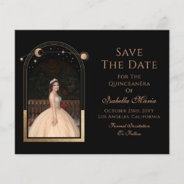 Celestial Black Save the Date Birthday Quinceanera