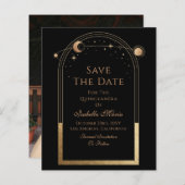 Celestial Black Save the Date Birthday Quinceanera (Vorne/Hinten)