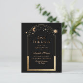 Celestial Black Save the Date Birthday Quinceanera (Stehend Vorderseite)