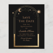 Celestial Black Save the Date Birthday Quinceanera (Vorderseite)