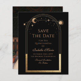 Celestial Black Save the Date Birthday Quinceanera