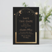 Celestial Black Save the Date Birthday Quinceanera (Stehend Vorderseite)