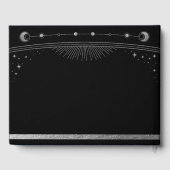 Celestial Black Silver Sun Moon Stars Wedding  Gästebuch (Rückseite)