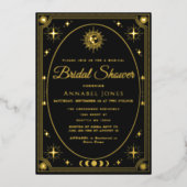 Celestial Black Tarot Card Brautparty laden ein Folieneinladung (Vorderseite)