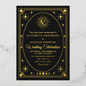 Celestial Black Tarot Card Einladung zur Hochzeits (Vorderseite)