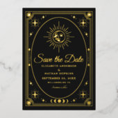 Celestial Black Tarot Wedding Foto Save the Date Folieneinladung (Vorderseite)