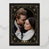 Celestial Black Tarot Wedding Foto Save the Date Folieneinladung (Rückseite)