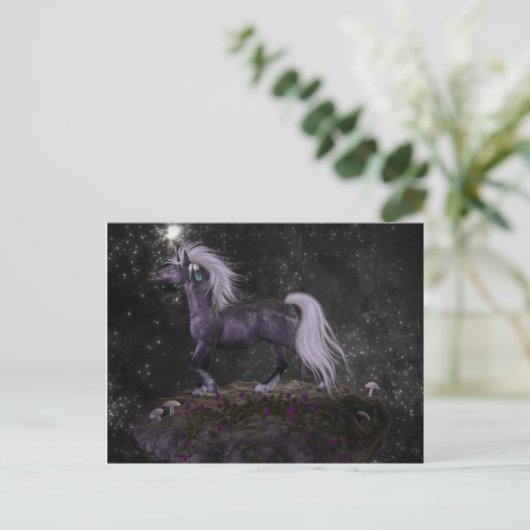 Celestial Black Unicorn Postkarte (Stehend Vorderseite)