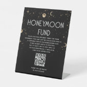 Celestial Black Wedding Honeymoon Fund Sockelschild (Vorderseite)