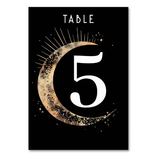 Celestial Black Wedding Tischnummer Card (Rückseite)