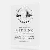 Celestial Black White Moon Wedding Welcome Acrylschild (Winkel)