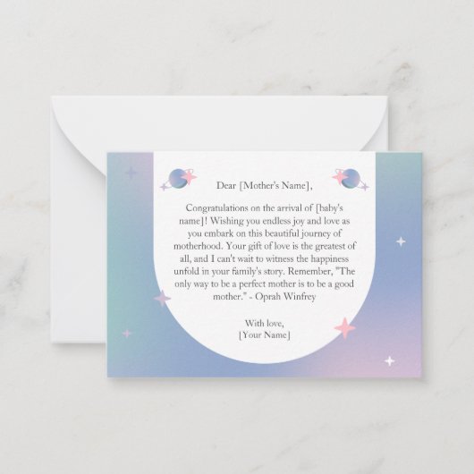 Celestial Bliss Baby Shower Gratulations Card Mitteilungskarte (Vorderseite)