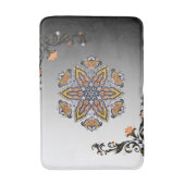 Celestial Bloom – Black & White Mandala Floral Des Badematte (Vorderseite Vertikal)