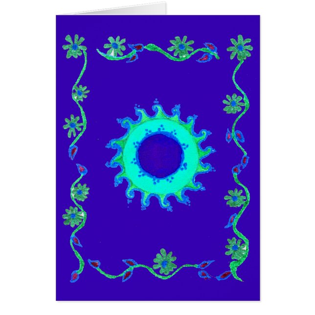 Celestial Bloom: Iridescent Blue Cyan Floral Motif (Vorne)