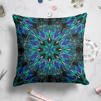 Celestial Bloom Pillow in Black Kissen
