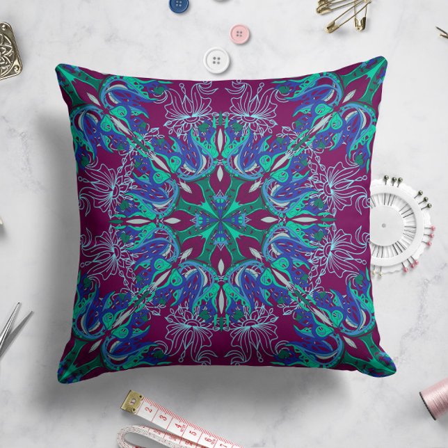 Celestial Bloom Pillow in Plum Kissen (Von Creator hochgeladen)