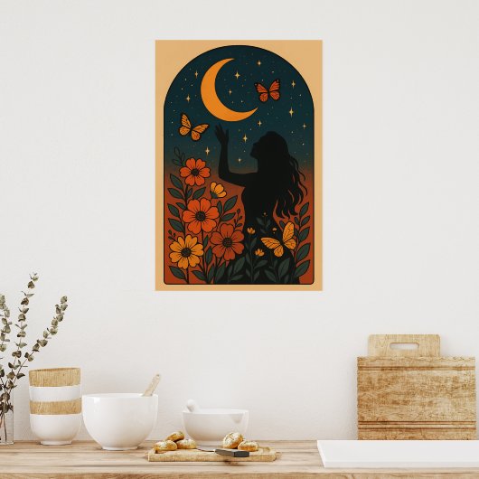 Celestial Bloom: Reaching for the Moon Poster (Küche)