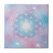 Celestial Bloom – Sacred Geometry Flower of Life Fliese (Vorderseite)