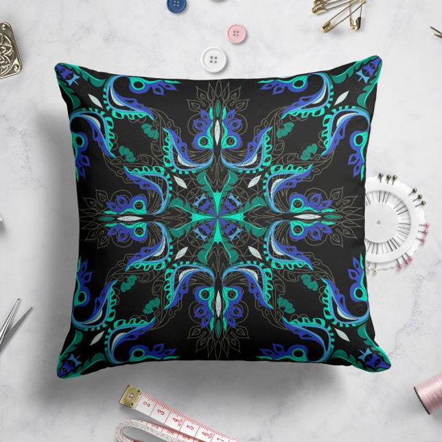 Celestial Bloom Star Pillow in Black Kissen (Von Creator hochgeladen)