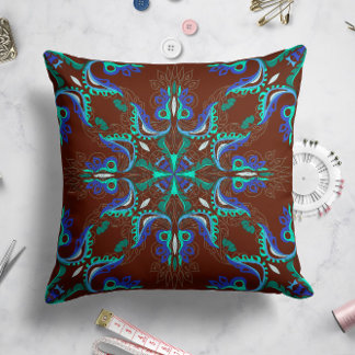 Celestial Bloom Star Pillow in Brown Kissen