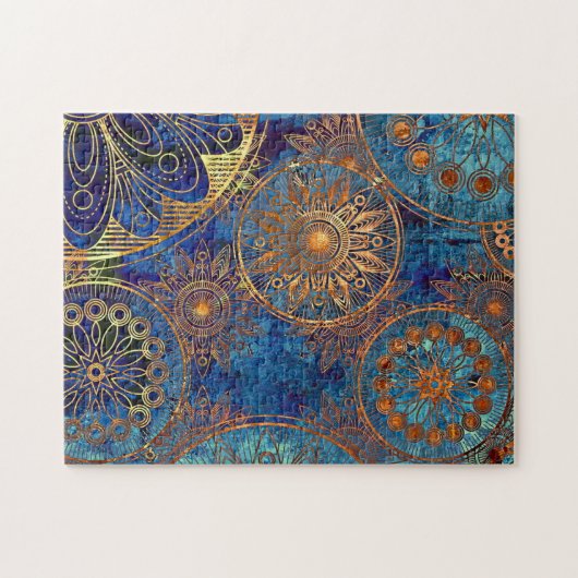 Celestial Blue and Gold Challenging Geschenk Puzzle (Horizontal)