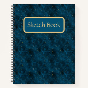 Celestial Blue and Gold Starry Night Sketch Book Notizblock