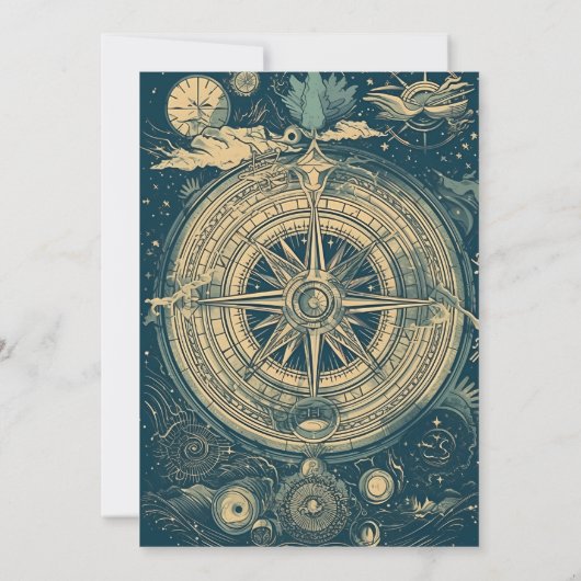 Celestial Blue and Golg Tarot Card Bridal Einladung (Rückseite)