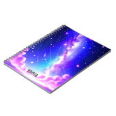 Celestial Blue and Pink Galaxy Individuelle Name Notizblock (Linke Seite)