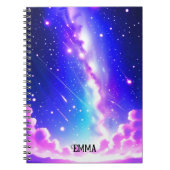 Celestial Blue and Pink Galaxy Individuelle Name Notizblock (Vorderseite)
