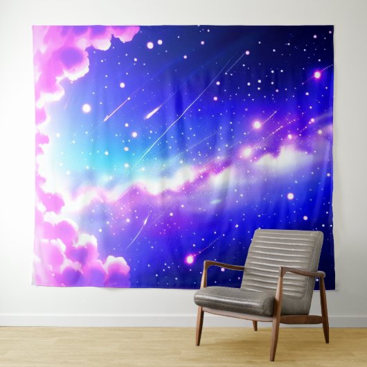 Celestial Blue and Pink Galaxy Wall Art Wandteppich (Beispiel (Horizontal))
