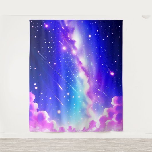 Celestial Blue and Pink Galaxy Wall Art Wandteppich (Vorderseite)