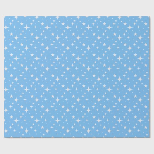 Celestial Blue and White Starry Night Gift Wrap Geschenkpapier (Flach)